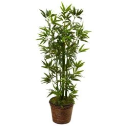 Indoor 4 Ft. Bamboo Artificial Tree In Coiled Rope Planter