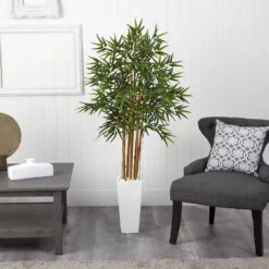 Indoor Bamboo Artificial Tree In White Tower Planter 6 Indoor Bamboo Artificial Tree In White Tower Planter -AFLORAL ONLINE STORE nearly natural artificial trees 5812 31 1000