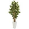 Indoor Bamboo Artificial Tree In White Tower Planter