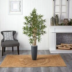 Indoor Bamboo Artificial Tree In Gray Cylinder Planter -AFLORAL ONLINE STORE nearly natural artificial trees 5818 31 1000