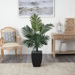 4.5 Ft. Kentia Palm Artificial Tree In Black Wash Planter -AFLORAL ONLINE STORE nearly natural artificial trees 5821 31 1000