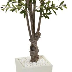 6 Ft. Olive Artificial Tree In White Tower Planter -AFLORAL ONLINE STORE nearly natural artificial trees 5832 4f 1000