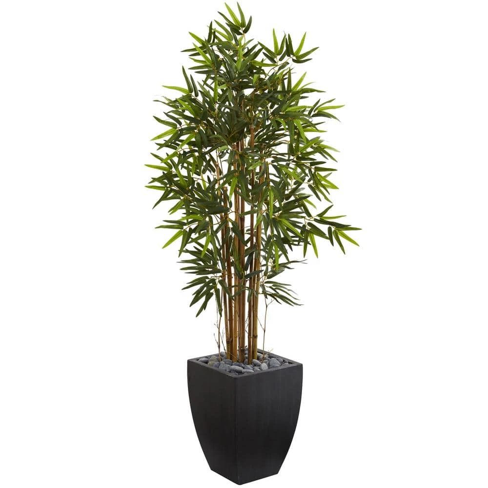 5 Ft. Bamboo Artificial Tree In Black Wash Planter 3 5 Ft. Bamboo Artificial Tree In Black Wash Planter