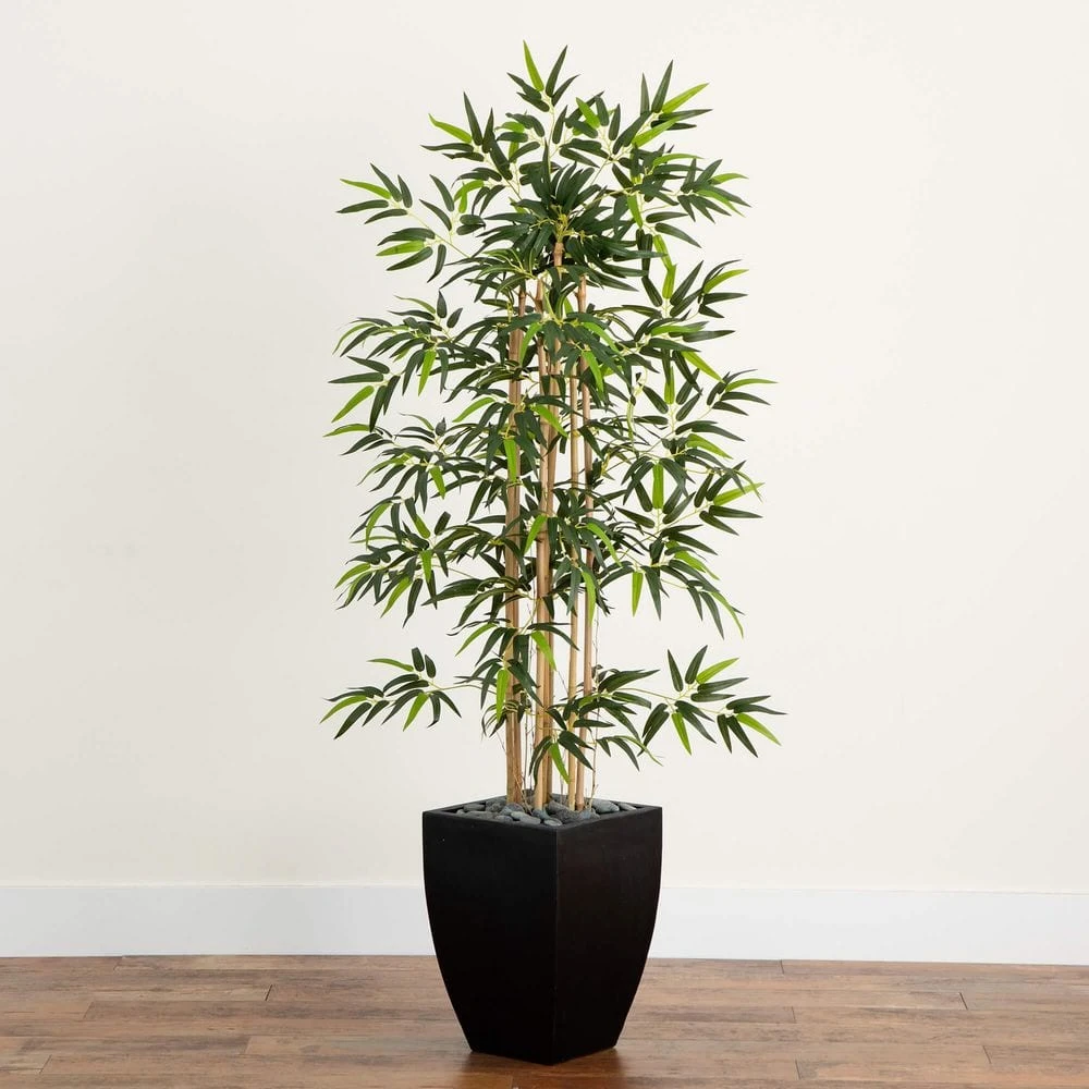 5 Ft. Bamboo Artificial Tree In Black Wash Planter 8 5 Ft. Bamboo Artificial Tree In Black Wash Planter - Image 6