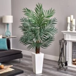 5.5 In. Areca Artificial Palm Tree In White Tower Planter 11 5.5 In. Areca Artificial Palm Tree In White Tower Planter -AFLORAL ONLINE STORE nearly natural artificial trees 5871 31 1000