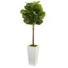 4 In. Fiddle Leaf Artificial Tree In White Tower Planter -AFLORAL ONLINE STORE nearly natural artificial trees 5873 64 1000