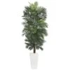 Indoor 7 Ft. Areca Artificial Tree In White Tower Planter -AFLORAL ONLINE STORE nearly natural artificial trees 5876 64 1000