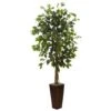 5.5 Ft. Artificial Ficus Tree With Bamboo Planter -AFLORAL ONLINE STORE nearly natural artificial trees 5924 64 1000