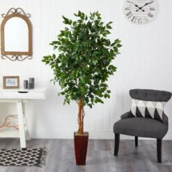 6ft. Indoor Artificial Ficus Tree In Bamboo Planter -AFLORAL ONLINE STORE nearly natural artificial trees 5931 31 1000