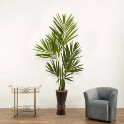 6 Ft. Artificial Kentia Tree With Bamboo Planter -AFLORAL ONLINE STORE nearly natural artificial trees 5942 31 1000