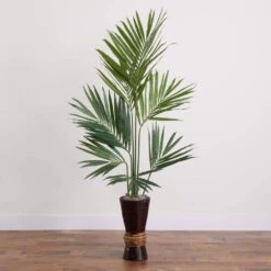 6 Ft. Artificial Kentia Tree With Bamboo Planter -AFLORAL ONLINE STORE nearly natural artificial trees 5942 4f 1000
