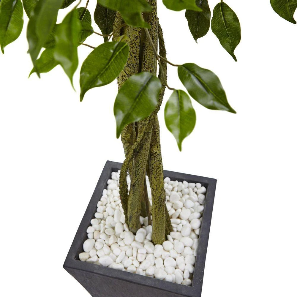 Indoor/Outdoor Ficus Artificial Tree With Slate Planter, UV Resistant 6 Indoor/Outdoor Ficus Artificial Tree With Slate Planter, UV Resistant - Image 4