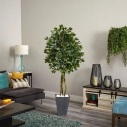 Indoor/Outdoor Ficus Artificial Tree With Slate Planter, UV Resistant 12 Indoor/Outdoor Ficus Artificial Tree With Slate Planter, UV Resistant -AFLORAL ONLINE STORE nearly natural artificial trees 5948 44 1000