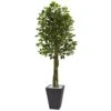Indoor/Outdoor Ficus Artificial Tree With Slate Planter, UV Resistant -AFLORAL ONLINE STORE nearly natural artificial trees 5948 64 1000