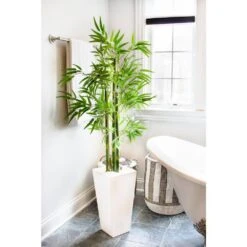 Artificial Bamboo Tree With White Planter UV Resistant (Indoor/Outdoor) -AFLORAL ONLINE STORE nearly natural artificial trees 5953 4f 1000