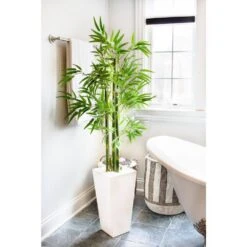 Artificial Bamboo Tree With White Planter UV Resistant (Indoor/Outdoor) -AFLORAL ONLINE STORE nearly natural artificial trees 5953 76 1000