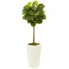 4.5 Ft. Artificial Fiddle Leaf Fig In White Planter (Real Touch)