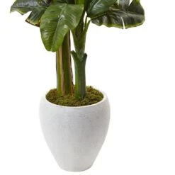 5 Ft. Artificial Double Stalk Banana Tree In White Planter -AFLORAL ONLINE STORE nearly natural artificial trees 5967 4f 1000