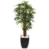 Indoor Raphis Palm Artificial Tree In Black Planter