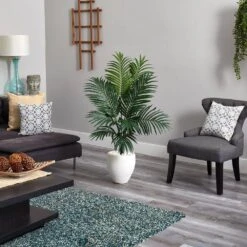 Indoor Kentia Palm Artificial Tree In White Oval Planter -AFLORAL ONLINE STORE nearly natural artificial trees 5988 1f 1000