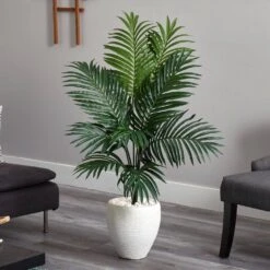 Indoor Kentia Palm Artificial Tree In White Oval Planter -AFLORAL ONLINE STORE nearly natural artificial trees 5988 31 1000