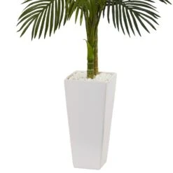 Indoor 5 Ft. Golden Cane Palm Artificial Tree In White Tower Planter 8 Indoor 5 Ft. Golden Cane Palm Artificial Tree In White Tower Planter -AFLORAL ONLINE STORE nearly natural artificial trees 5994 4f 1000