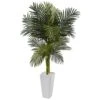 Indoor 5 Ft. Golden Cane Palm Artificial Tree In White Tower Planter -AFLORAL ONLINE STORE nearly natural artificial trees 5994 64 1000