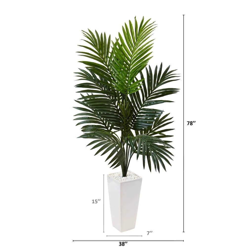 Indoor Kentia Palm Artificial Tree In White Tower Planter 6 Indoor Kentia Palm Artificial Tree In White Tower Planter - Image 4