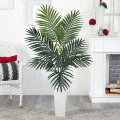 Indoor Kentia Palm Artificial Tree In White Tower Planter 12 Indoor Kentia Palm Artificial Tree In White Tower Planter -AFLORAL ONLINE STORE nearly natural artificial trees 5996 44 1000
