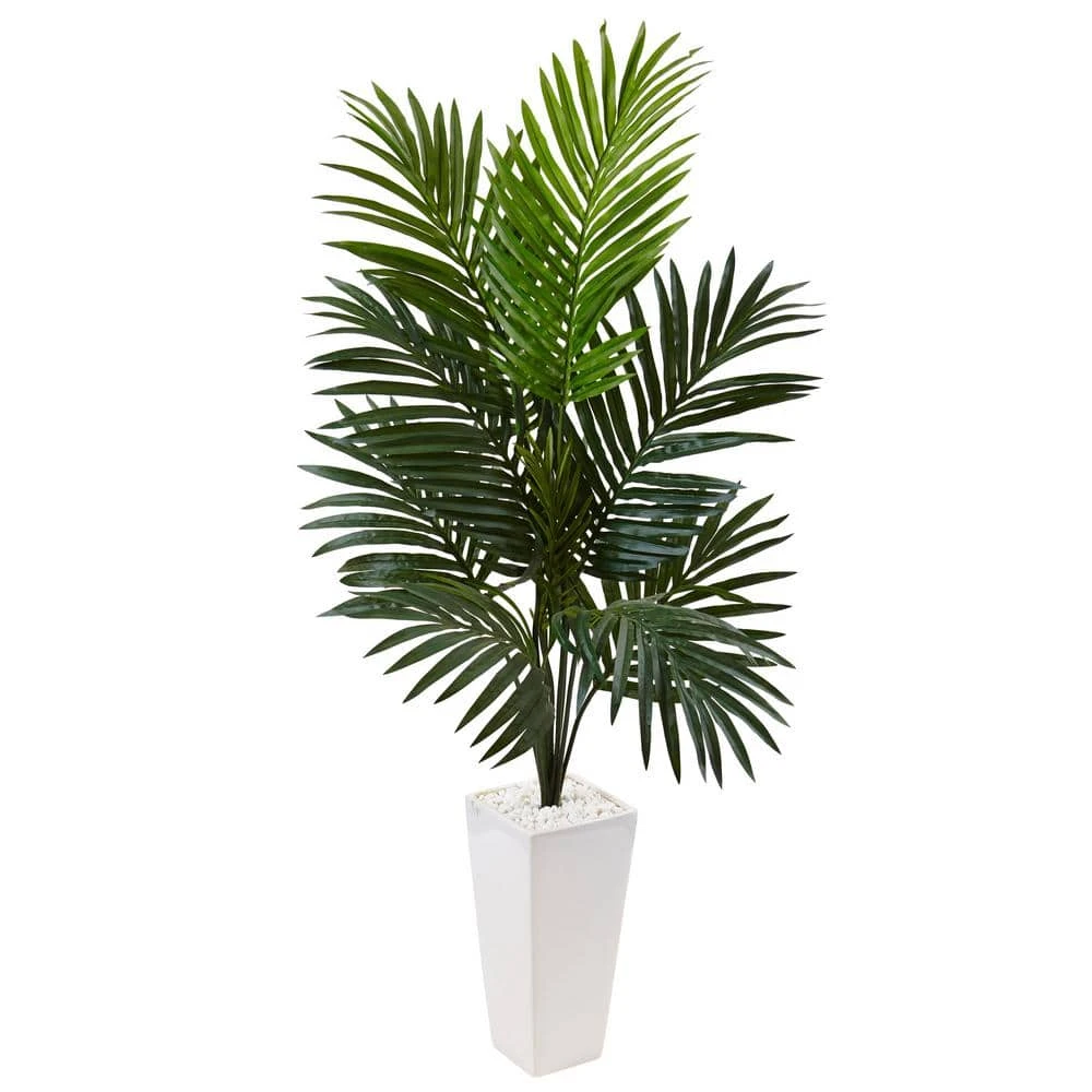 Indoor Kentia Palm Artificial Tree In White Tower Planter 3 Indoor Kentia Palm Artificial Tree In White Tower Planter