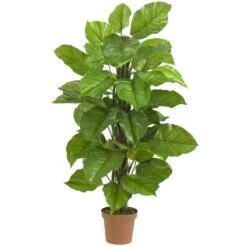 Real Touch 52 In. Artificial H Green Large Leaf Philodendron Silk Plant