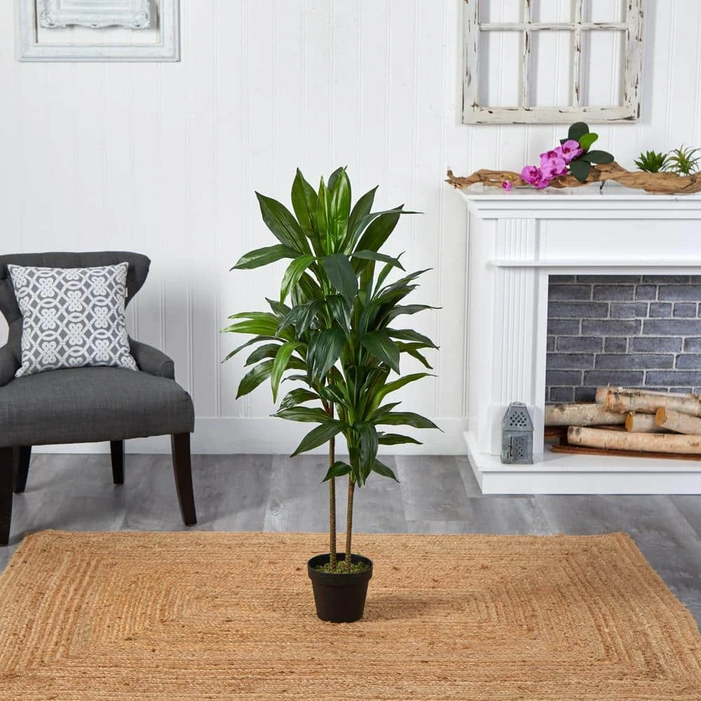 Real Touch 48 In. Artificial H Green Dracaena Silk Plant 7 Real Touch 48 In. Artificial H Green Dracaena Silk Plant - Image 5