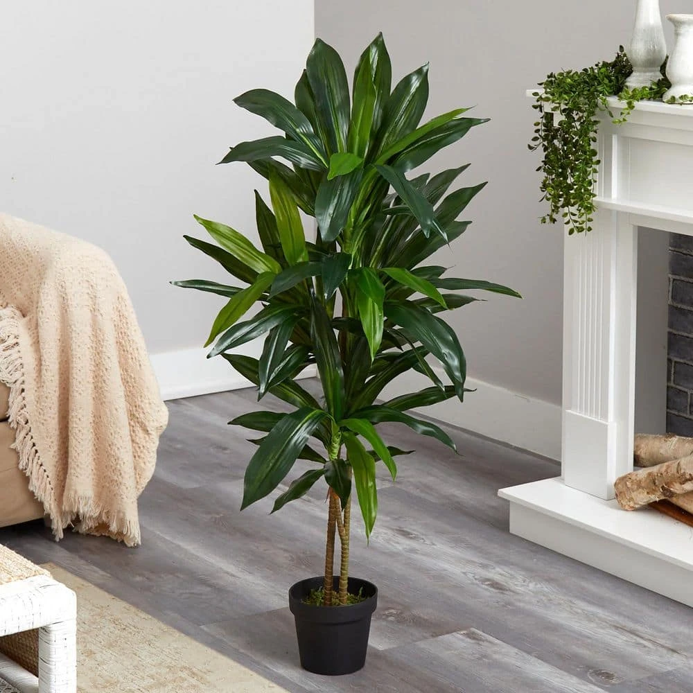 Real Touch 48 In. Artificial H Green Dracaena Silk Plant 5 Real Touch 48 In. Artificial H Green Dracaena Silk Plant - Image 3