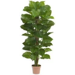 Real Touch 63 In. Artificial H Green Large Leaf Philodendron Silk Plant