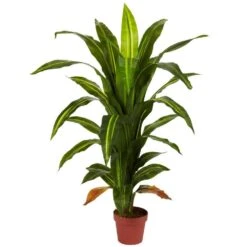 Real Touch 4 Ft. Artificial Green Dracaena Silk Plant