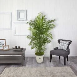 6 Ft. Indoor/Outdoor Areca Palm Artificial Tree In Planter UV Resistant -AFLORAL ONLINE STORE nearly natural artificial trees 9737 31 1000