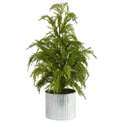 20 In. Cedar Pine Natural Look Artificial Tree In Decorative Planter