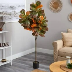 6 Ft. Green Autumn Fiddle Leaf Artificial Tree -AFLORAL ONLINE STORE nearly natural artificial trees t2799 31 1000