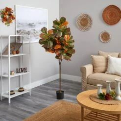 6 Ft. Green Autumn Fiddle Leaf Artificial Tree -AFLORAL ONLINE STORE nearly natural artificial trees t2799 4f 1000
