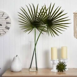 Indoor Fan Palm Artificial Arrangement In Glass Vase -AFLORAL ONLINE STORE nearly natural artificial tropical plants 1474 1f 1000