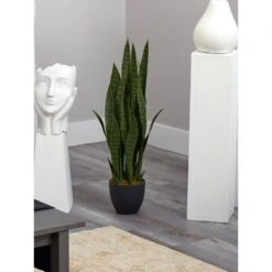 Artificial Sansevieria With Black Planter -AFLORAL ONLINE STORE nearly natural artificial tropical plants 4855 31 1000