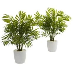 Palms Artificial Plant In White Planter (Set Of 2)