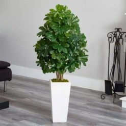 40 In. Schefflera Artificial Plant In White Vase (Real Touch) -AFLORAL ONLINE STORE nearly natural artificial tropical plants 6381 31 1000