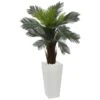 4.5 In. Cycas Artificial Plant In White Tower Planter -AFLORAL ONLINE STORE nearly natural artificial tropical plants 6393 64 1000
