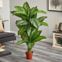 Real Touch 5 Ft. Artificial Green Dieffenbachia Silk Potted Plant 13 Real Touch 5 Ft. Artificial Green Dieffenbachia Silk Potted Plant -AFLORAL ONLINE STORE nearly natural artificial tropical plants 6573 31 1000