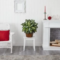 24 In. Artificial H Green Golden Dieffenbachia Silk Plant -AFLORAL ONLINE STORE nearly natural artificial tropical plants 6639 44 1000