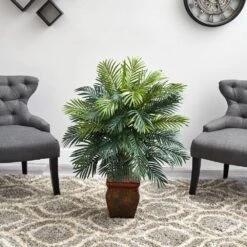 38 In. Artificial H Green Areca With Decorative Planter Silk Plant -AFLORAL ONLINE STORE nearly natural artificial tropical plants 6686 31 1000