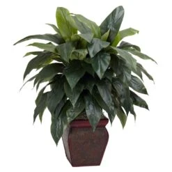 35 In. Artificial H Green Cordyline With Decorative Vase Silk Plant