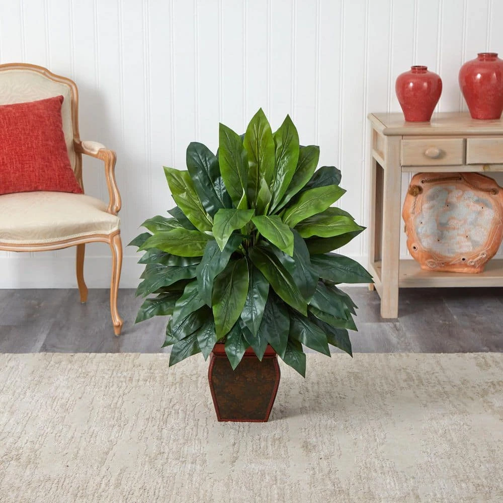 35 In. Artificial H Green Cordyline With Decorative Vase Silk Plant 4 35 In. Artificial H Green Cordyline With Decorative Vase Silk Plant - Image 2
