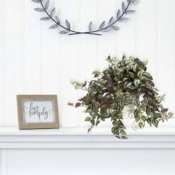 Indoor Artificial 18 In. H Spiderwort Plant In Metal Planter -AFLORAL ONLINE STORE nearly natural artificial tropical plants 6697 31 1000